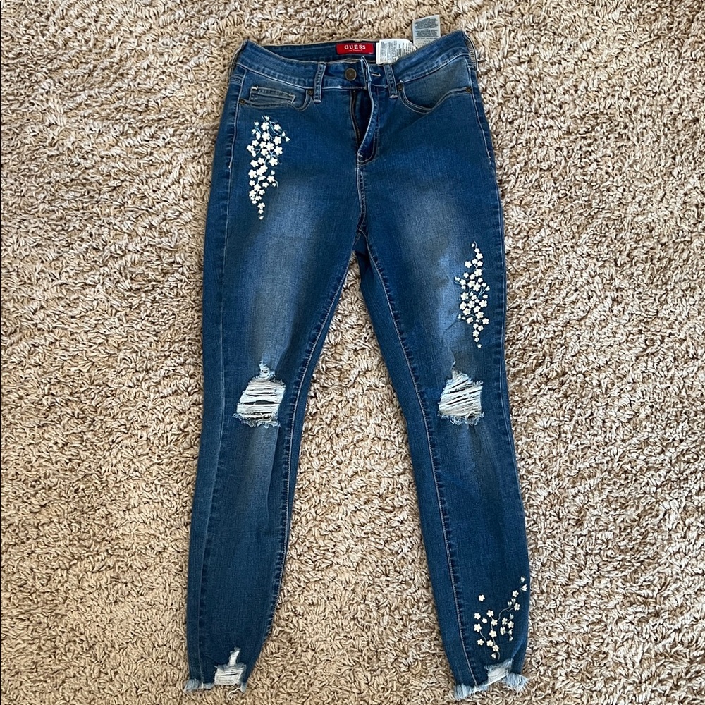 Guess Dark Blue Skinny Jeans with Embellishments